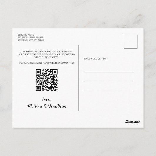 Eukalyptus Rustic QR Code Wedding Save the Date Postkarte (Rückseite)