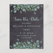 Eukalyptus Rustic QR Code Wedding Save the Date Postkarte (Vorderseite)