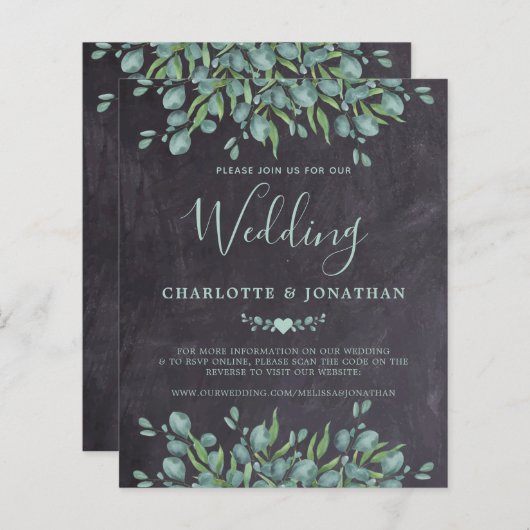 Eukalyptus Rustic QR Code Wedite (Vorne/Hinten)