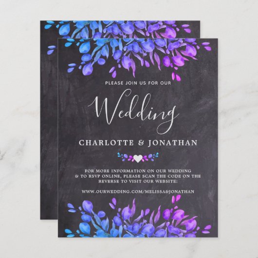 Eukalyptus Rustic Slate QR Code Wedding Inv (Vorne/Hinten)