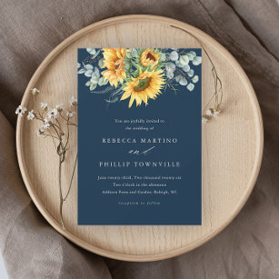 Eukalyptus Rustic Sonnenblume Elegante Hochzeit Einladung