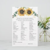 Eukalyptus Rustic Sunflower Brautparty Game Briefpapier (Stehend Vorderseite)