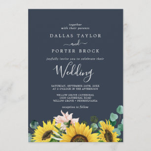 Eukalyptus rustic Sunflower   Hochzeit der Marine Einladung