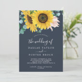 Eukalyptus rustic Sunflower | Hochzeit von Einladung (Stehend Vorderseite)
