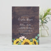 Eukalyptus rustic Sunflower | Holzdusche Einladung (Stehend Vorderseite)