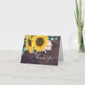Eukalyptus rustic Sunflower | Wood danke You Card (Vorderseite)