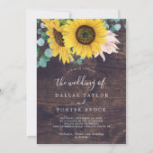 Eukalyptus rustic Sunflower | Wood the Wedding of Einladung (Vorderseite)
