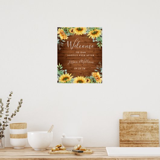Eukalyptus Rustic Wedding Begrüßungszeichen Poster (Küche)