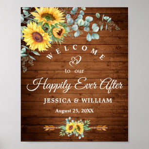 Eukalyptus Rustic Wedding Begrüßungszeichen Poster