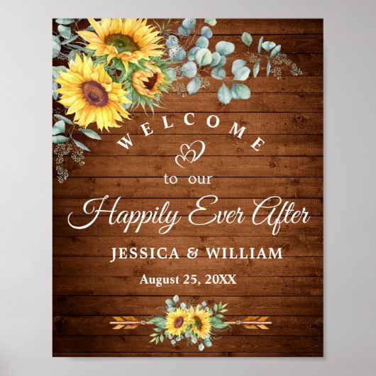 Eukalyptus Rustic Wedding Begrüßungszeichen Poster (Vorne)