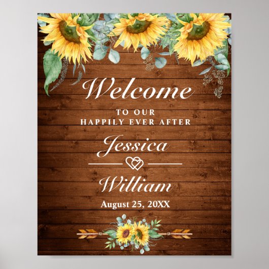 Eukalyptus Rustic Wedding Begrüßungszeichen Poster (Vorne)
