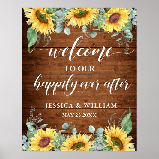 Eukalyptus Rustic Wedding Begrüßungszeichen Poster (Vorne)