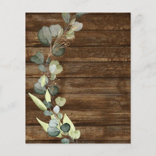 Eukalyptus Rustic Wedding Einladung Flyer (Hinten)