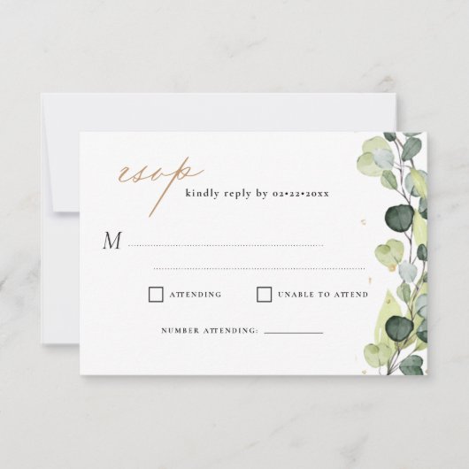 Eukalyptus Rustic Wedding RSVP Einladung (Vorderseite)