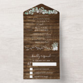 Eukalyptus Rustic Wedding String Lichter alle in e All In One Einladung (Innen Boden)