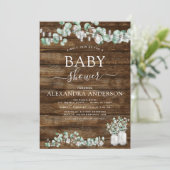 Eukalyptus Rustic Wood Baby Shooting Lights Jar Einladung (Stehend Vorderseite)
