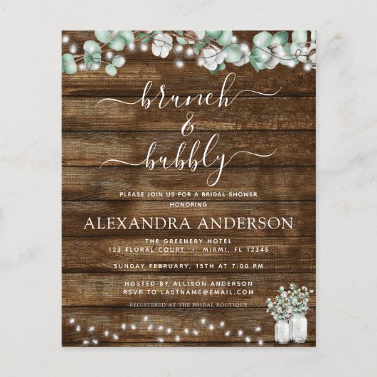 Eukalyptus Rustic Wood Brunch & Bubbly (Vorderseite)