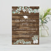 Eukalyptus Rustic Wood Graduation Party 2023 Einladung (Stehend Vorderseite)