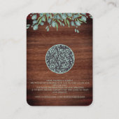 Eukalyptus Rustic Wood QR Code Hochzeit Einladung (Rückseite)