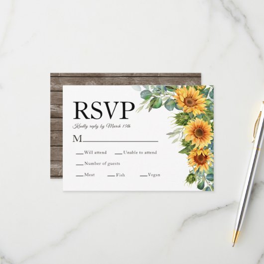 Eukalyptus Rustic Wood QR Code RSVP Card Karte (Vorderseite/Rückseite Beispiel)