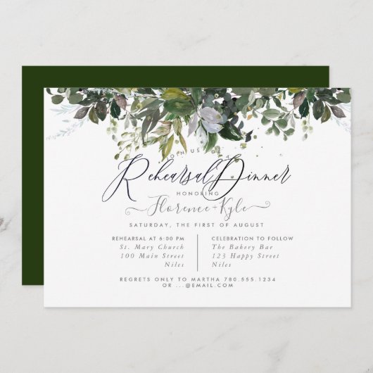 Eukalyptus rustikal, Blauer Kaugummi Probe Abendes Einladung (Vorne/Hinten)