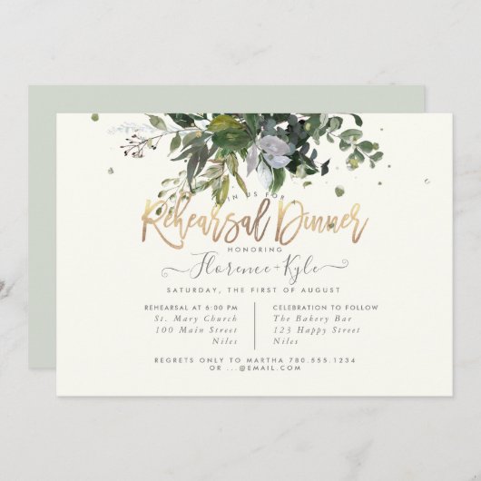 Eukalyptus rustikal, Blauer Kaugummi Probe Abendes Einladung (Vorne/Hinten)