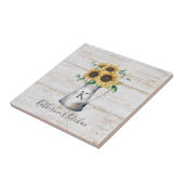 Eukalyptus rustikal-elegante Monogram-Sonnenblume Fliese (Seite)