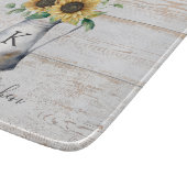 Eukalyptus rustikal-elegante Monogram-Sonnenblume Schneidebrett (Ecke)