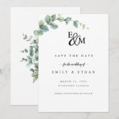 Eukalyptus-Rustikal-Grün-Hochzeit Save The Date (Vorne/Hinten)