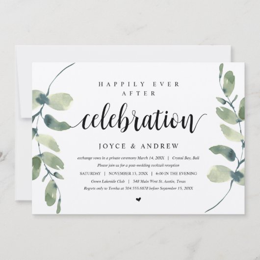 Eukalyptus rustikal, Hochzeitsfeier I Einladung (Vorderseite)