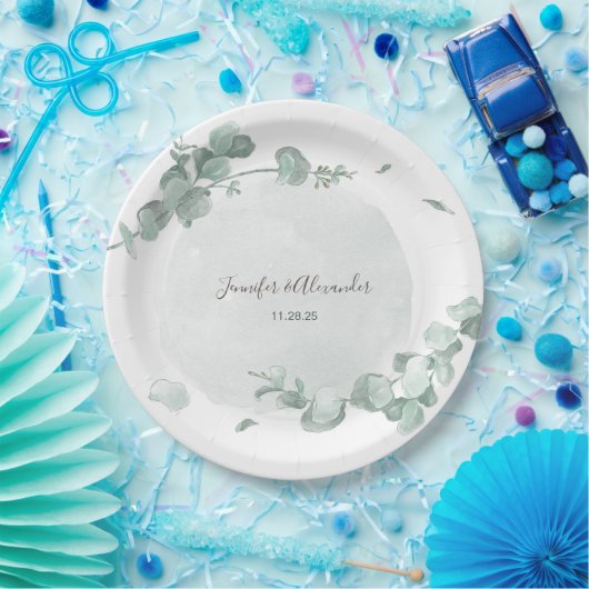 Eukalyptus rustikal pappteller (Party)