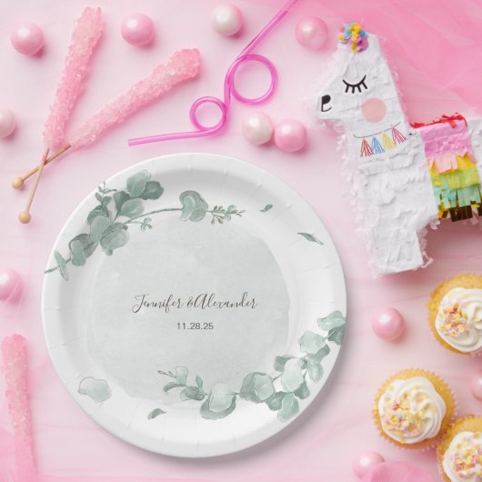 Eukalyptus rustikal pappteller (Party)