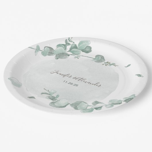 Eukalyptus rustikal pappteller (Schrägansicht)