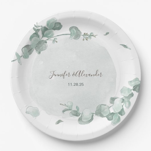 Eukalyptus rustikal pappteller (Vorderseite)