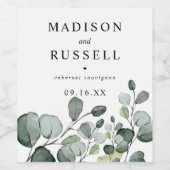 Eukalyptus rustikal Personalisiert Weinetikett (Einzelnes Label)