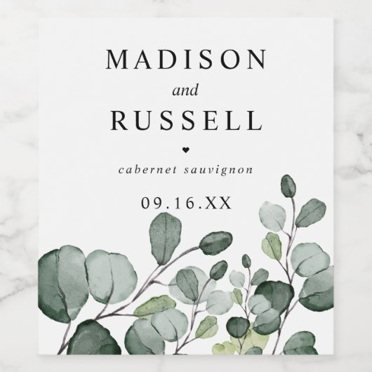 Eukalyptus rustikal Personalisiert Weinetikett (Einzelnes Label)
