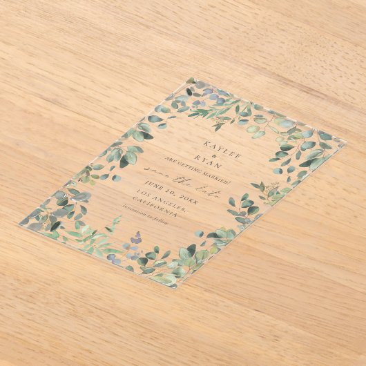 Eukalyptus rustikal Save the Date Acryleinladungen (Ablage )