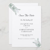 Eukalyptus Rustikal Save the Date Ökologisch Einladung (Vorne/Hinten)
