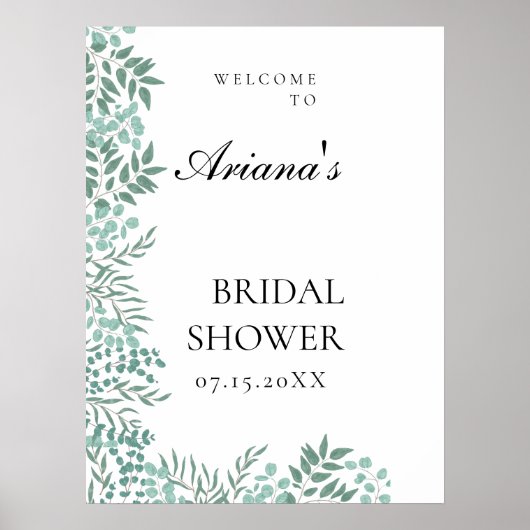 Eukalyptus Rustikale Grünpflanzen Begrüßungszeiche Poster (Vorne)