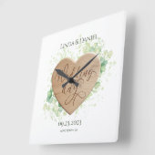 Eukalyptus Rustikale Hochzeit aus Holz Quadratische Wanduhr (Winkel)