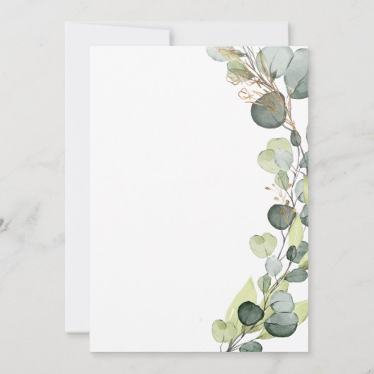 Eukalyptus Rustikale Hochzeit Einladung (Rückseite)