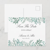 Eukalyptus Rustikale Hochzeit rettet das Datum Postkarte (Vorne/Hinten)