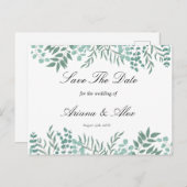 Eukalyptus Rustikale Hochzeit rettet das Datum Postkarte (Vorne/Hinten)