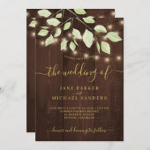 Eukalyptus rustikale Holzleuchten Hochzeit Einladung (Vorne/Hinten)