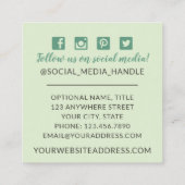 Eukalyptus Rustikale Soziale Medien Quadratische Visitenkarte (Rückseite)