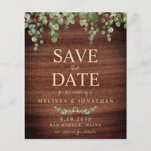 Eukalyptus Rustikaler QR-Code Save the Date (Vorderseite)