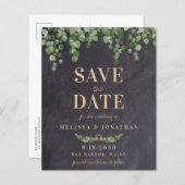 Eukalyptus Rustikaler Save the Date Postkarte (Vorne/Hinten)