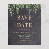 Eukalyptus Rustikaler Save the Date Postkarte (Vorderseite)
