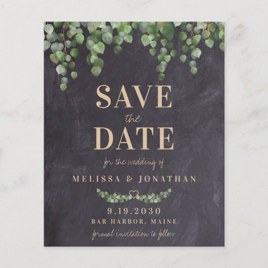 Eukalyptus Rustikaler Save the Date Postkarte (Vorderseite)