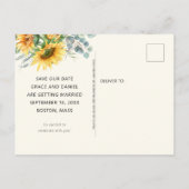 Eukalyptus rustikaler Sonnenblume Rette unser Datu Ankündigungspostkarte (Rückseite)